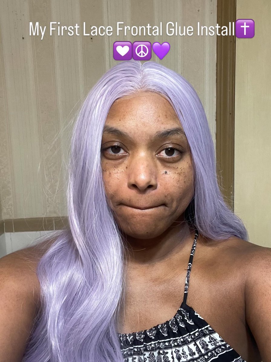 HattiePretty's tweet photo. First Lace Frontal Glue Install✝️💟☮️💜 https://t.co/U2zg0fqDIo