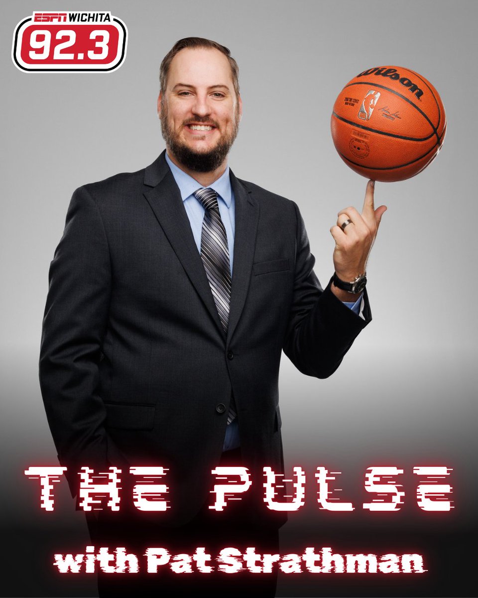 ESPNWichita's tweet photo. The Pulse w/@PatStrathman: 

- Shox wrap up Roster

- Voice of the Jayhawks Brian Hanni joins the Pulse!

- Burnt End of the Hour Trivia Question

- Chiefs OTA Sound

- Josh Howell from Visit Wichita joins the Pulse!

-  Throwback Thursday

PODCASTS: https://t.co/K0Am5CZ9th https://t.co/eVg3DF8YP7