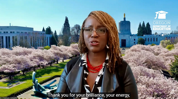 ORDeptEd's tweet photo. As we come to the end of another school year, ODE Director Dr. Charlene Williams thanks the multitalented, dedicated team of educators and staff throughout the state who helped teach and support Oregon’s scholars. Watch it here: https://t.co/MHOAZIaYua https://t.co/97ZQxKJT8A