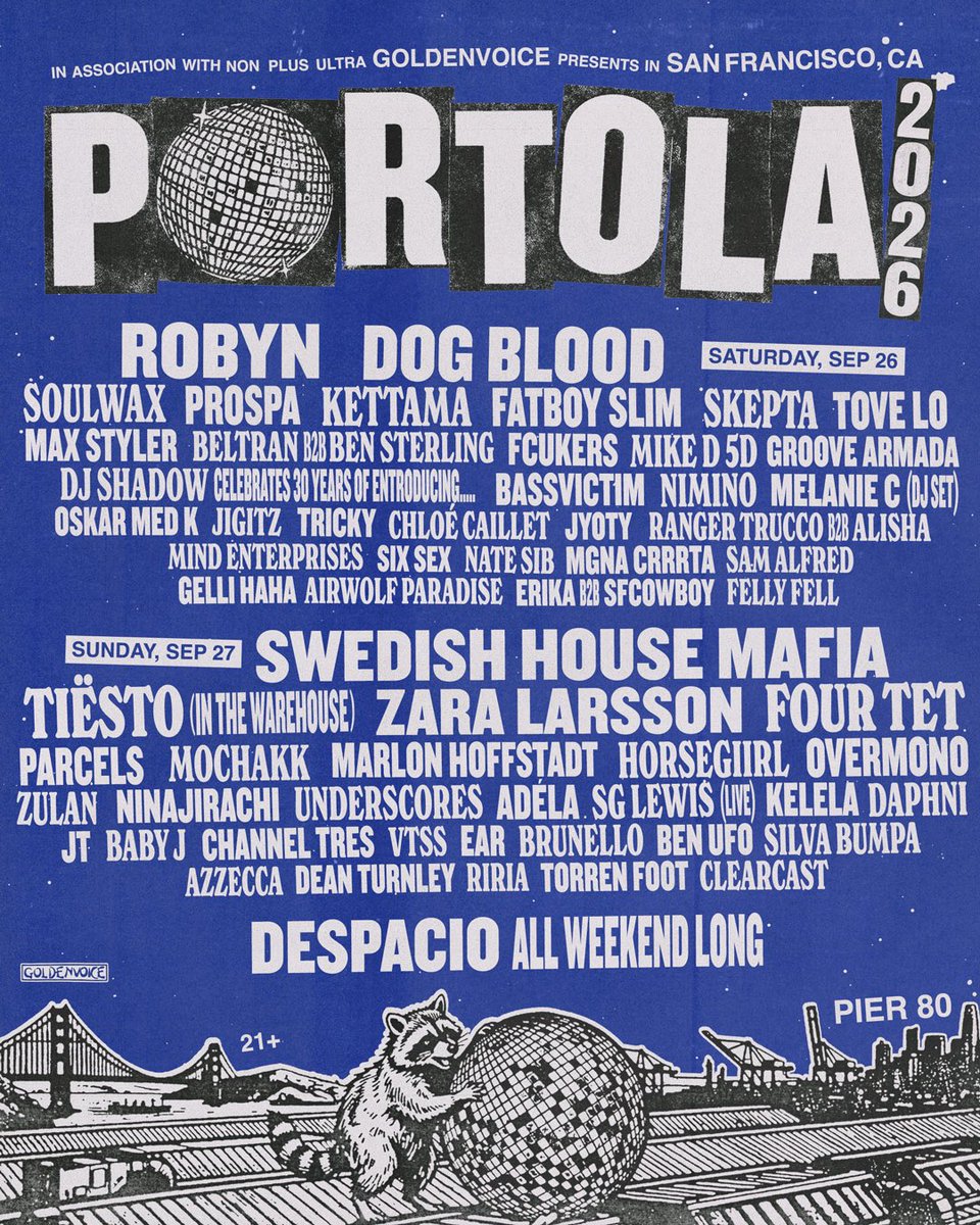 PortolaFestival's tweet photo. PORTOLA RETURNS SEPTEMBER 26 &amp; 27. AND THIS TIME.... IT'S THE FIFTH TIME! Passes on sale Tuesday at 12PM PT.

Register for access: https://t.co/7PSiuMVqY7 https://t.co/Qa5GV6To1V