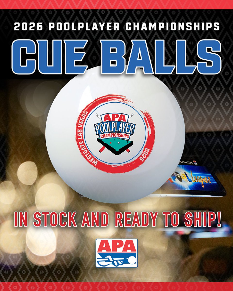 poolplayers's tweet photo. If you missed your chance to grab a commemorative 2026 Poolplayer Championships cue ball in Vegas, here's your chance! π± Grab one while supplies last. #apapool #billiards #poolplayer
π https://t.co/hCWhIJ5SNm https://t.co/UTvpBe9b50