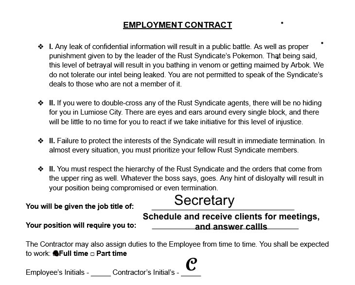 Corbeauingit's tweet photo. [He emails @rusticaqua the contract with a message attached: “Return by end of week if you truly desire the position and accept all terms.”] https://t.co/7zZxuEgaL6