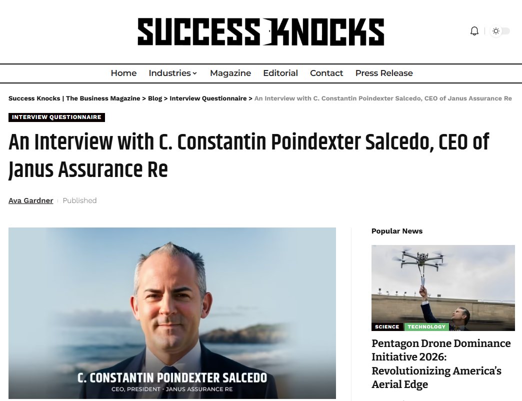 re_janus's tweet photo. An Interview with C. Constantin Poindexter Salcedo, CEO of Janus Assurance Re

https://t.co/WZkOMQSvcX https://t.co/LuwmjOWGxz