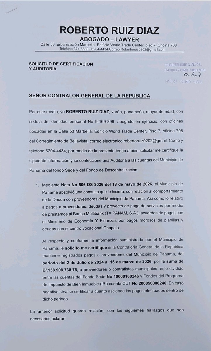 R_RuizDiaz's tweet photo. He pedido, ahora que la @ContraloriaPma esta activada, una auditoria para entender esto.
 Si en septiembre de 2024 debías 185.9 millones y en marzo de 2026 debes 145 millones, quiere decir que has pagado 40 millones aproximadamente a los proveedores.
¿Entonces de donde saca la @Panamaalcaldia que ha pagado 138 millones de julio 2024 a marzo 2026?

Solo en deuda de Sede se debía en septiembre de 2024, unos 69 millones y ahora se deben 57 millones, como entonces la Alcaldía certifica que se pagaron 104 millones, en ese concepto.?