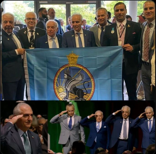 FreydonSalimi's tweet photo. «نمی‌دونم از کجا آب می‌خوره!»؛
دروغ وقیحانه‌ی «بچه شاه» با این عکس رسوا شد! شازده‌ای که با احترام نظامی در برابر شکنجه‌گرانِ ساواک و پرچمشان تعظیم می‌کند، حالا که موج نفرت مردم را دیده، بزدلانه نوچه‌هایش را مقصر می‌داند. فریبکاری بس است. https://t.co/E1A07BI7Zs