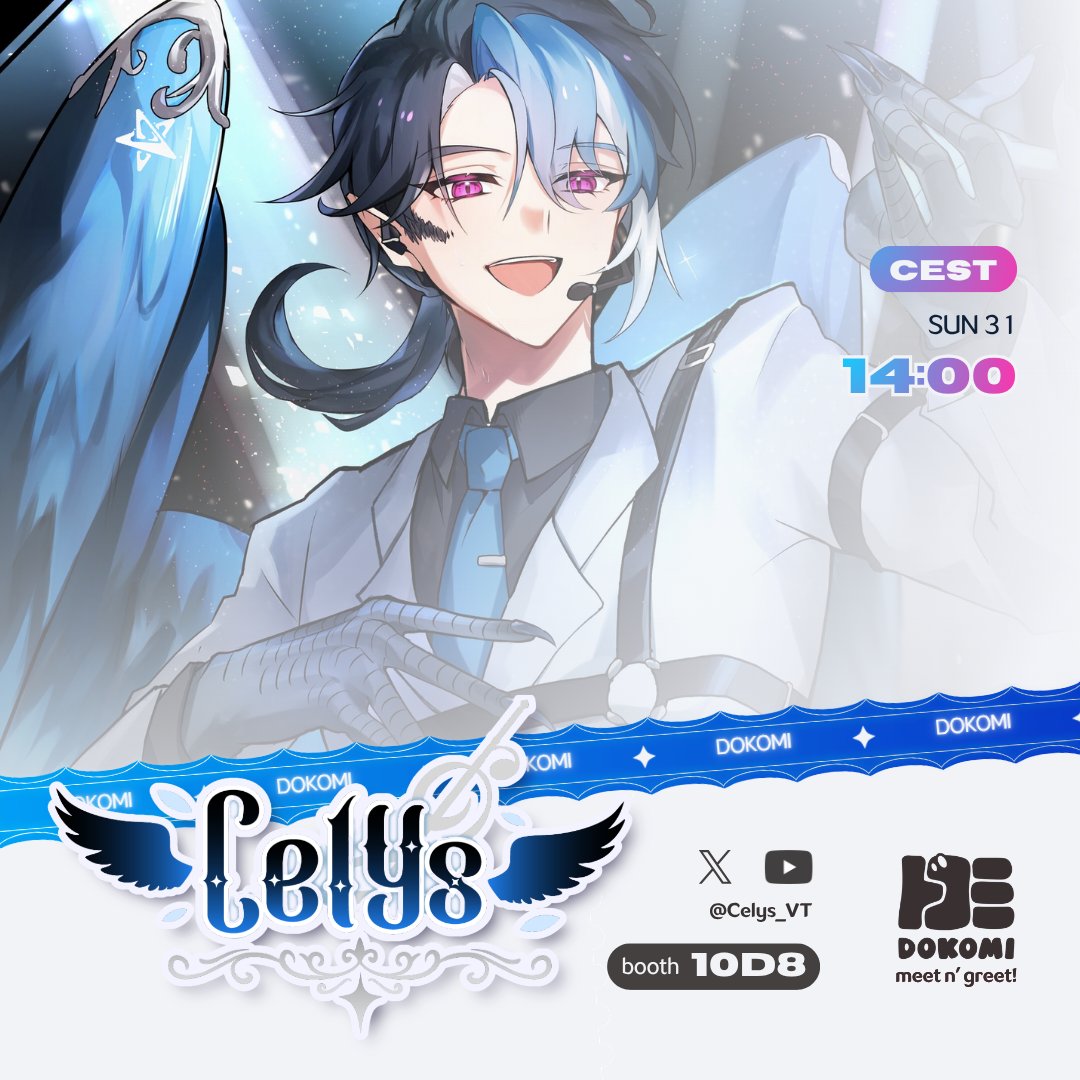Celys_VT's tweet photo. Guten Abend! 🇩🇪

My dear German viewers! This Sunday, 14:00, come and talk to me during my very first MEET &amp; GREET, at #DoKomi2026!

If no one comes, I'll just make lots of bird noises to attract people- https://t.co/LRaPn79vxW