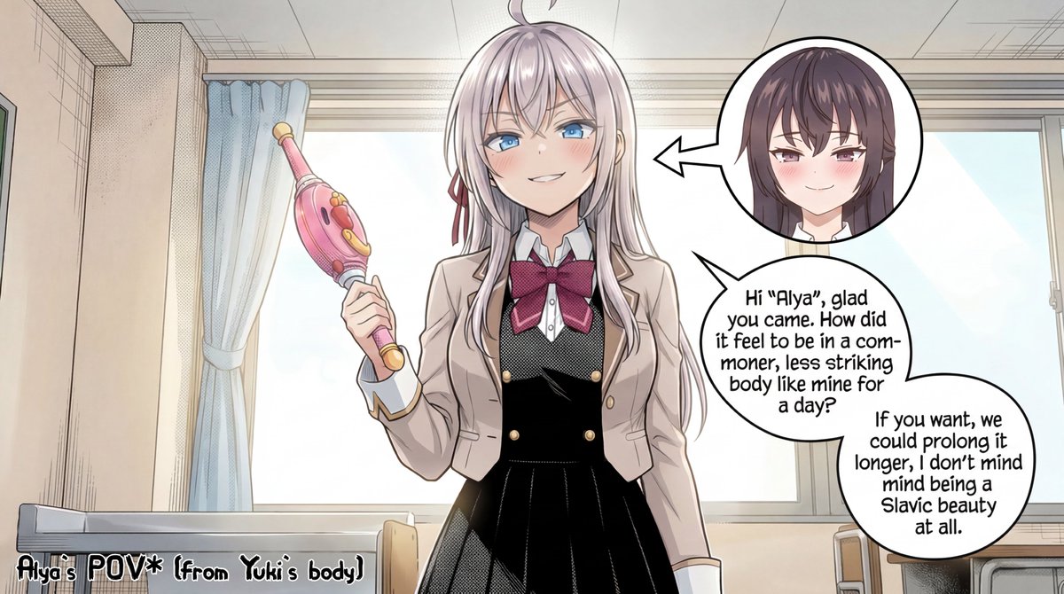 BodySwap's tweet photo. Alya and Yuki body swap, the continuation! 🫶

It seems like Yuki's plans may have not considered a small incovenience... 😅

(They swapped back in the end)

#bodyswap #tsf https://t.co/OW6t0n5EhD