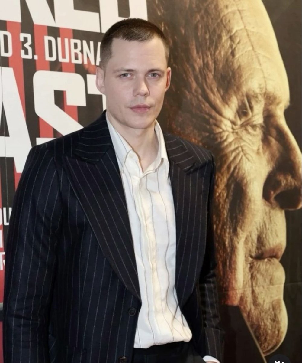 Romansbae's tweet photo. Bill and his Buzzcut for the Locked premier in Prague. Thoughts on this hairstyle?  I gotta be honest, it wasn't my favourite but atp I'd take anything.... https://t.co/s6akl6R76a