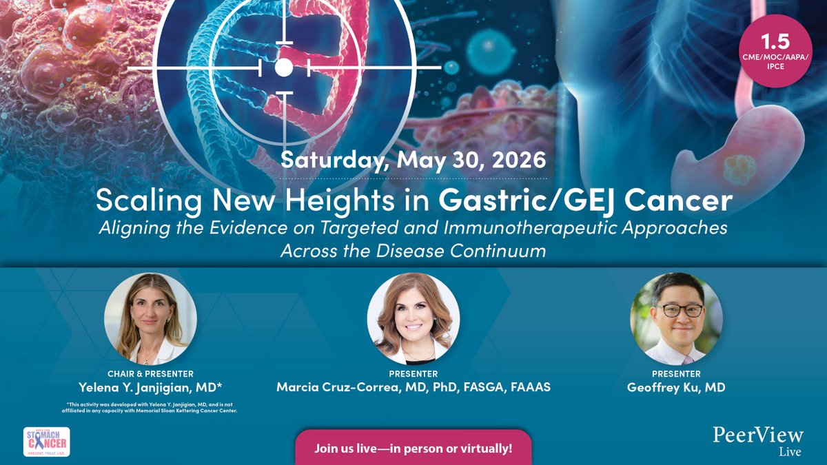 PeerView's tweet photo. Remember to join us this Saturday, 5/30, at 6:30 PM CDT, for our #GastricCancer live in-person and virtual symposium: https://t.co/eMe4xFs0dG #ASCO26 @yjanjigianmd @StoCANcer #GC/GEJC https://t.co/GmvbCEUEih