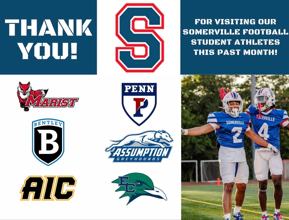 SomervilleMAFB's tweet photo. We want to say thank you to every college program that has visited Somerville this spring to meet with members of our program! 

We appreciate the time invested in our student-athletes! https://t.co/C5cUarcShz