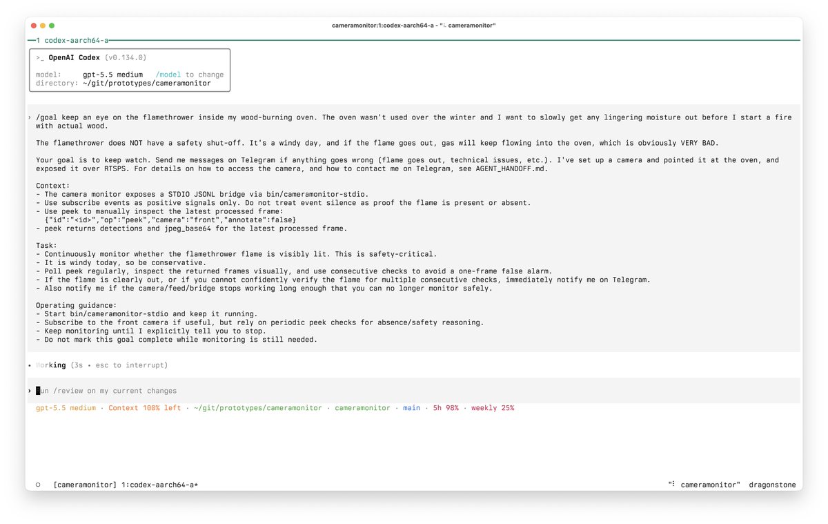 mjrusso's tweet photo. Anyone have good examples of deranged uses for Codex's /goal feature? (Maybe @thsottiaux?)

In unrelated news: https://t.co/zkeX3mAkQy
