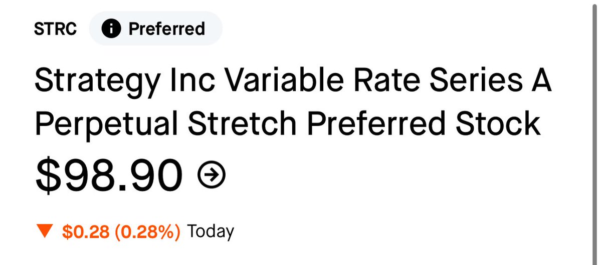 AdamBLiv's tweet photo. You can now beat the monthly SATA dividend by buying STRC w/ capital appreciation back to $100.

$98.90 to $100 = 1.11%
13%/12 = 1.08%

😊 https://t.co/LLVBW6BnvU