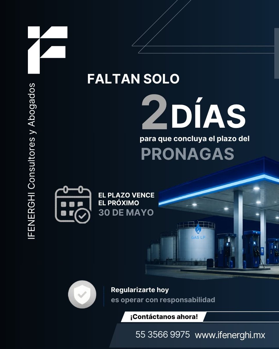 ifenerghi's tweet photo. ⏳ El tiempo está por concluir.
Si cuentas con plantas de distribución de Gas LP o estaciones de servicio de gasolinas y diésel, este es el momento de regularizar tu situación
📌 La fecha límite es este 30 de mayo.
📞 ¡Contáctanos ahora!
Llama o escribenos al: 55 3566 9975 https://t.co/weRp0vFgvL