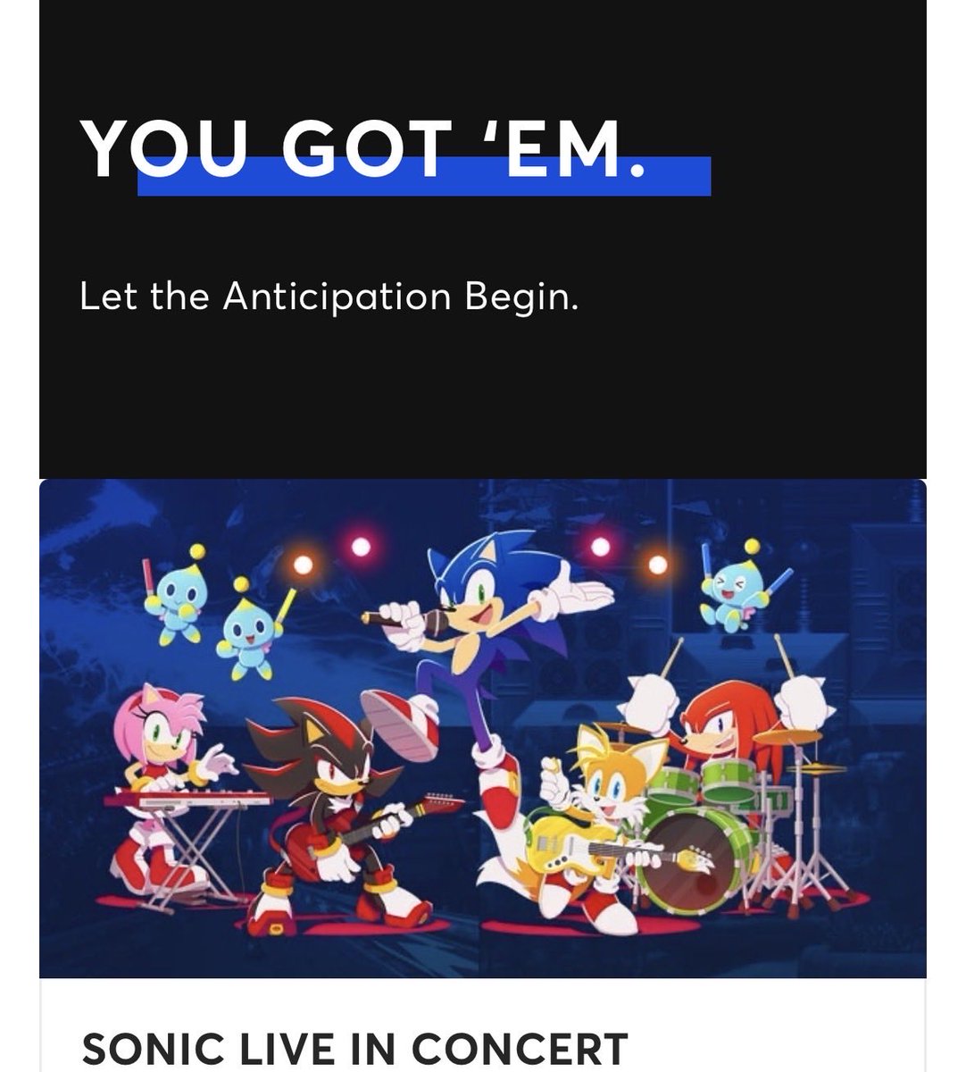 sigsang's tweet photo. Tickets secured 🔒 In case anyone needs it, the presale code for the Sonic concert in San Diego is SDSONIC 🤟 https://t.co/GiGPDtbwBP