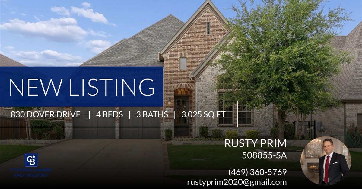 primrealtygroup's tweet photo. 📍 New Listing 📍 Take a look at this fantastic new property that just hit the market located at 830 Dover Drive in Prosper. Reach out here or at (469) 360-5769 for more information!

Listed by Shannon Patterson

Rusty Prim, REALTO... https://t.co/Hyug20Z4nD https://t.co/TsnpxqjwQE
