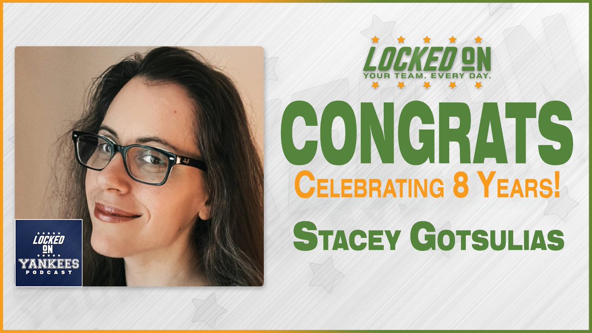 LockedOnNetwork's tweet photo. Congratulations to @LockedOnYankees Host Stacey Gotsulias who just hit eight years with Locked On!

📺 https://t.co/K9jwOrUjJx https://t.co/NOw13WVAaj