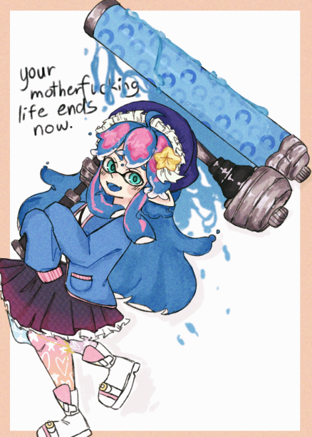 HoshizoraSolVT's tweet photo. @nellohead closest thing I have to aura farming is this comm of inkling hoshi I got years ago about to one shot you with her dynamo roller https://t.co/TfsRhUvWp4