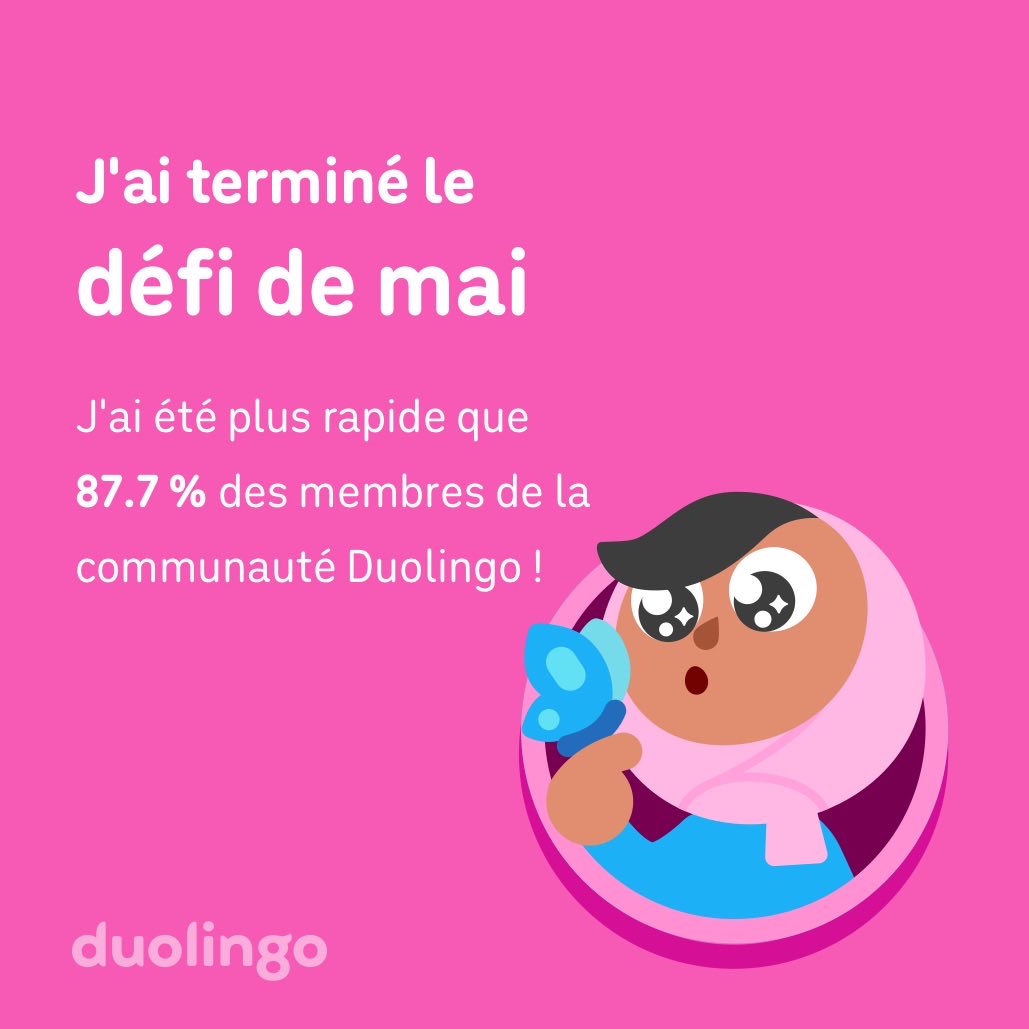 raph11800's tweet photo. J'ai terminé le défi de mai plus vite que 87.7 % des membres de la communauté Duolingo ! https://t.co/lpTfxoYWLb