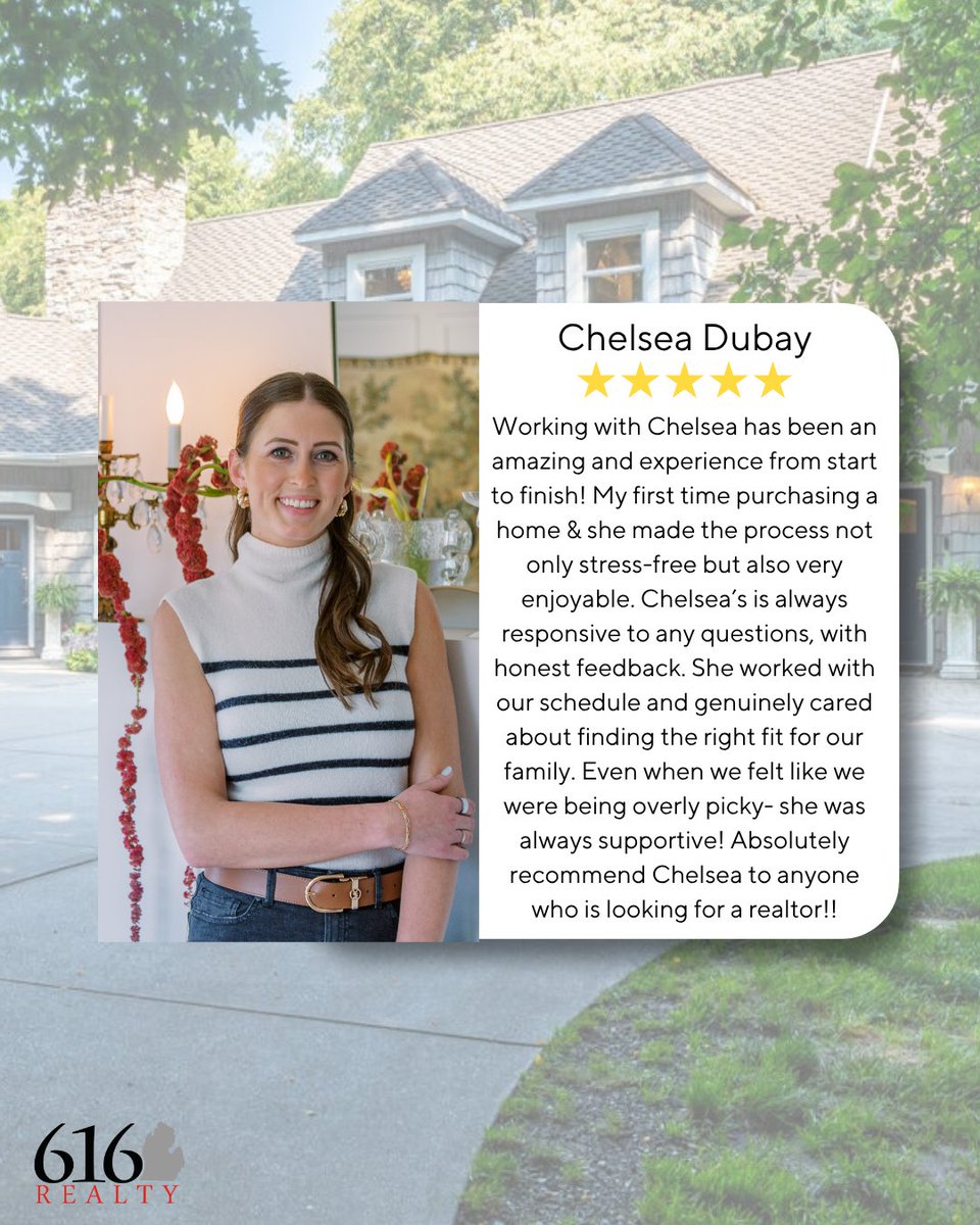 616_Realty's tweet photo. Congratulations on your 5 star review, Chelsea! 👏

#ClientSuccess #ExpertAgent #ClientReview #FiveStarService #RealEstate #GrandRapids #Michigan #WorkwithReal #616Realty #Realtor https://t.co/P0qZii9dV1
