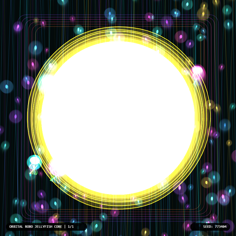 amy10_eth's tweet photo. Do you see my little jellyfish?

This is my new submission for @404_identities Generative Art Competition.

I tried to build a glowing digital core surrounded by tiny robot jellyfish, wire tentacles, soft particles, and orbital signal motion 😎

SEED: 773404 https://t.co/CueRUTiXUY