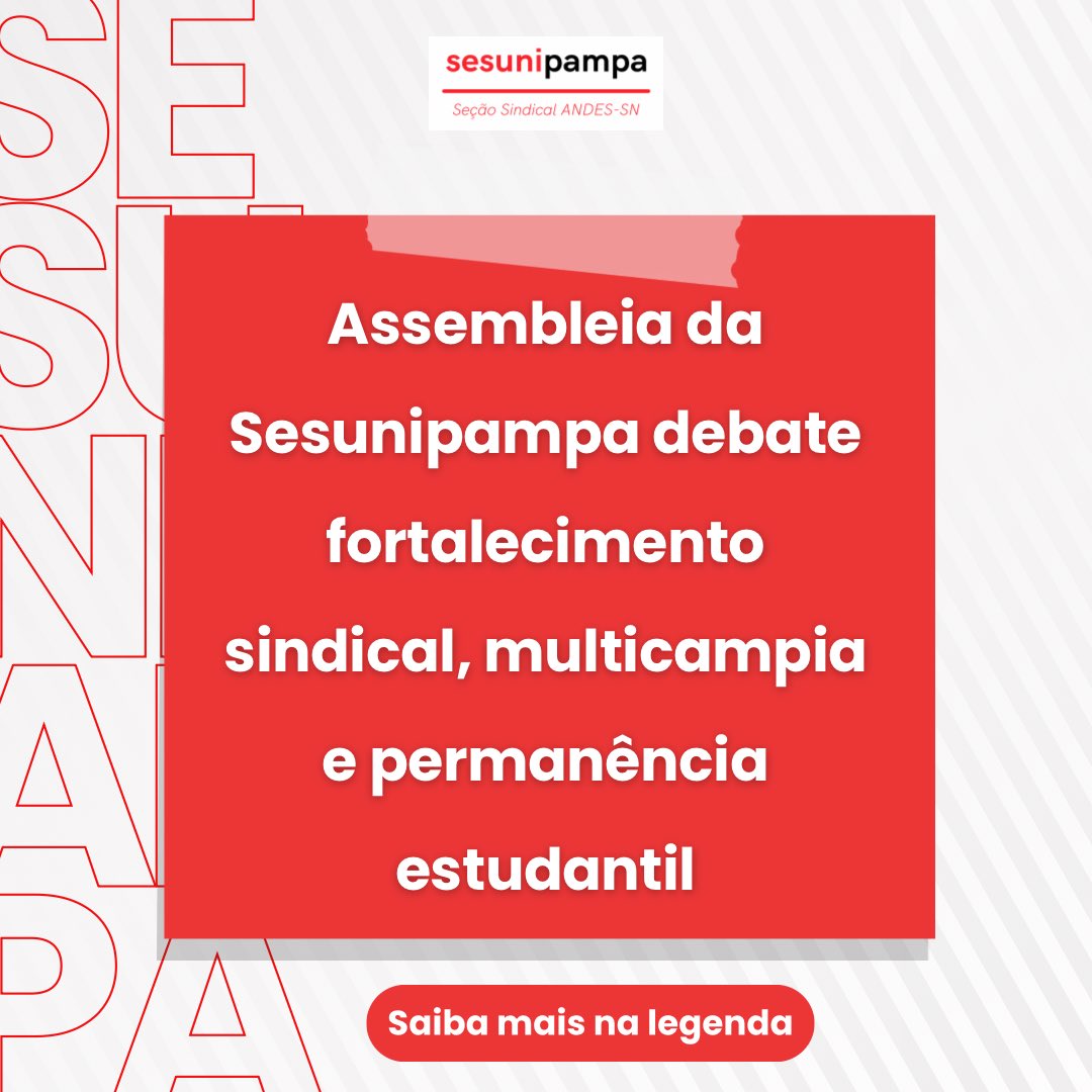 SESUNIPAMPA1's tweet photo. A Sesunipampa realizou, nesta quarta-feira (27), assembleia ordinária com docentes dos campi de Santana do Livramento, Caçapava do Sul e Jaguarão. A reunião reuniu informes institucionais, debates sobre os desafios da universidade multicampi e encaminhamentos da atuação sindical. https://t.co/ZzMFqPHN7i