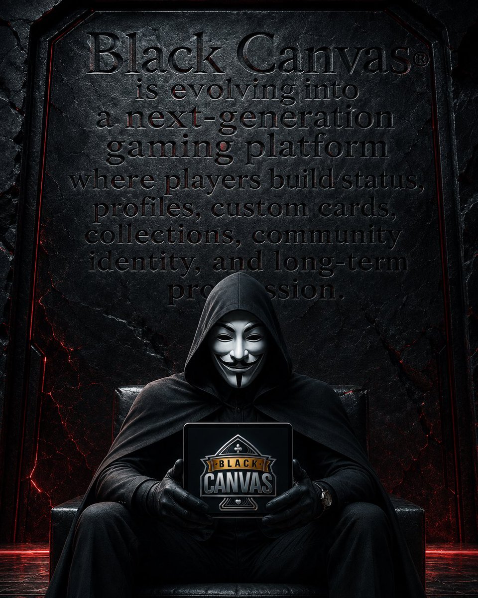 BlackCanvas_BC's tweet photo. ♥️♣️♦️♠️
Black Canvas® is evolving into a next-generation gaming platform where players build status, profiles, custom cards, collections, community identity, and long-term progression.🃏
#BlackCanvas #Web3Gaming #CardGame #DigitalCollectibles #GamingEvolution https://t.co/86VHxZi85Y
