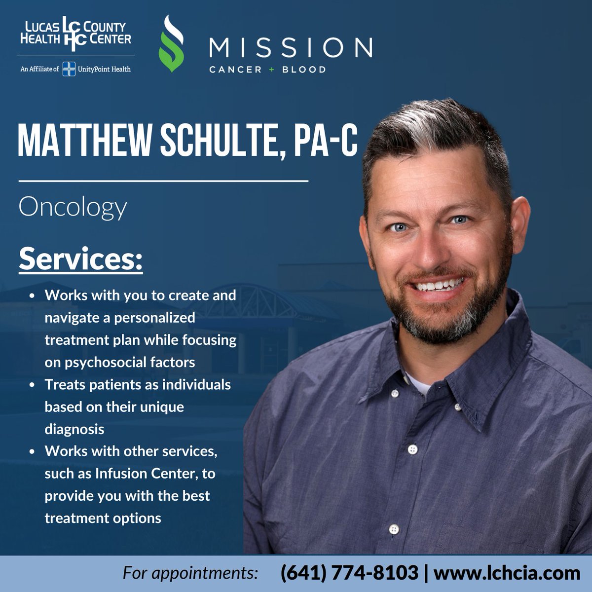 LCHCIA's tweet photo. Cancer care close to home matters. Dr. Giselle Mery and Matthew Schulte, ARNP provide oncology services at LCHC, offering expert care and compassionate support for patients throughout their cancer journey—from diagnosis through treatment.

Learn more at: https://t.co/ezoQAnAXsK https://t.co/2kFX1BtMxU