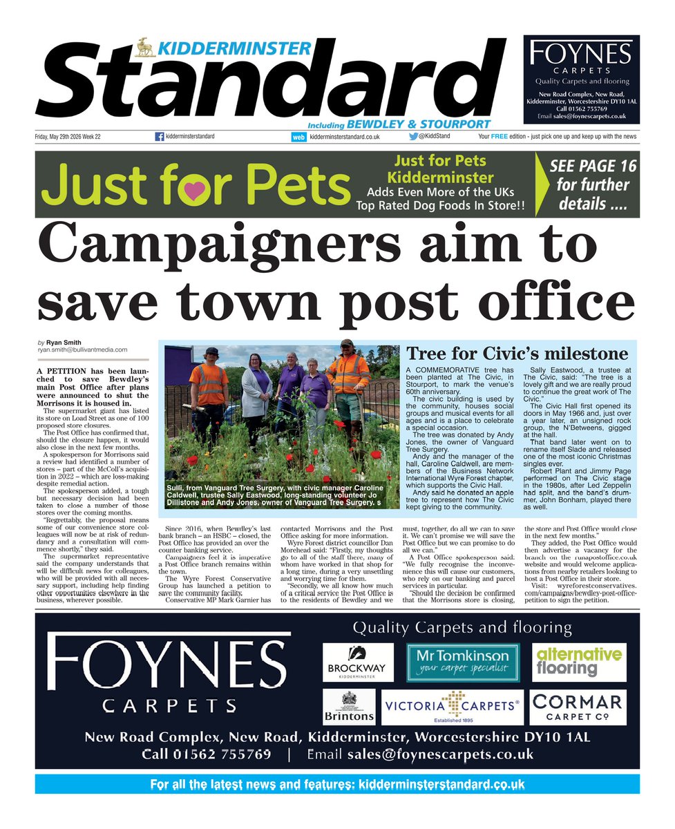 KiddStandard's tweet photo. Here is a sneak preview of the front page of tomorrow's Kidderminster Standard - #tomorrowspaperstoday https://t.co/PTuKkkvOTu