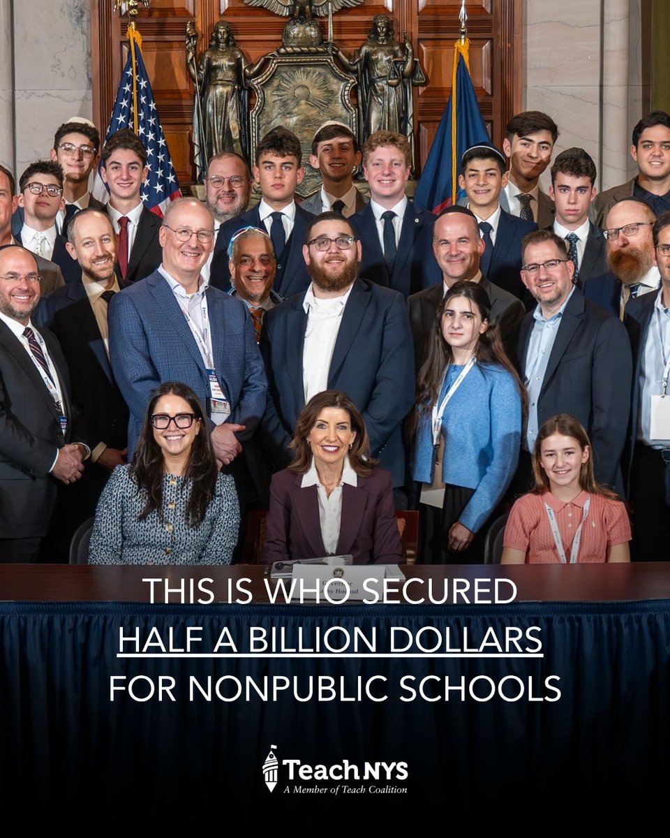 TeachNYS's tweet photo. Half a billion dollars for New York nonpublic school families.

This year’s NY State budget delivers historic investments in security, STEM, arts education, mandated services, and more for nonpublic school students across New York.

This happened because our community showed up and fought for our children together.

Advocacy works. Community works. And we’re just getting started.