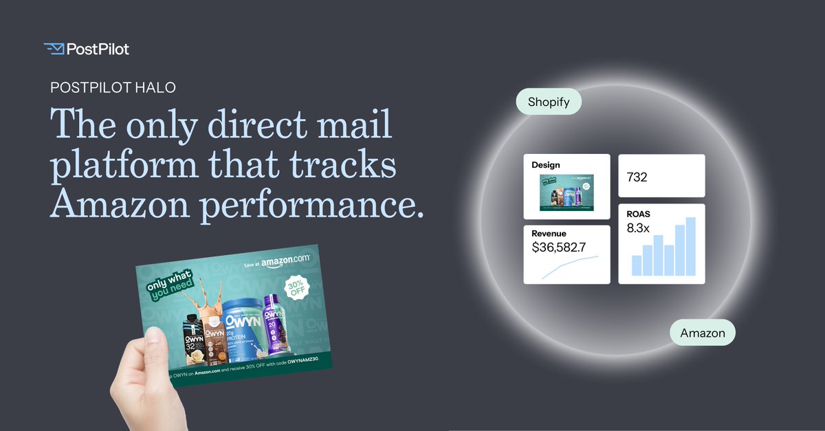 getpostpilot's tweet photo. PostPilot Halo shows the Amazon results your direct mail has been driving all along. 

So when you drop a mailer and your customers shop on Amazon, you'll see it.

Speaking of….
Prime Day's coming in hot.

Make sure your mail gets credit for everywhere it lands. https://t.co/dzkxbjbHpk
