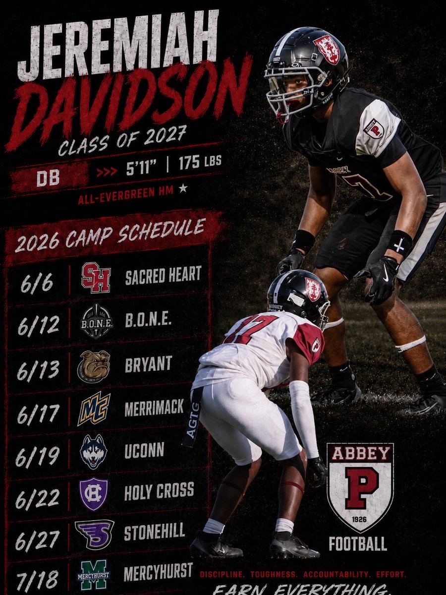 jeremiah_island's tweet photo. 2026 Camp Schedule!! Can’t wait to go out there and compete.

@CopelandSilasV @PAbbeyFootball @Coach_Deignan @CoachRichU @Mike_Forman24 @CoachLeddy12 @CoachRoyall @awitherstone_ @CoachFresilli @ScoutingNE @NE6FB_Recruits https://t.co/2w6FcvBddd
