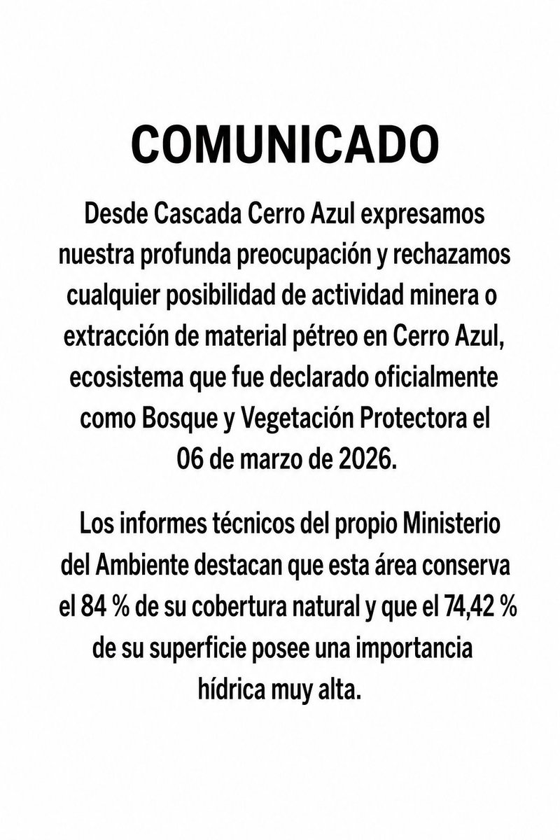 CECerroAzul's tweet photo. Por un Guayaquil que conserve los ecosistemas que aún sostienen la vida

#CerroAzulNoSeToca https://t.co/hEJiKZUZ9Y