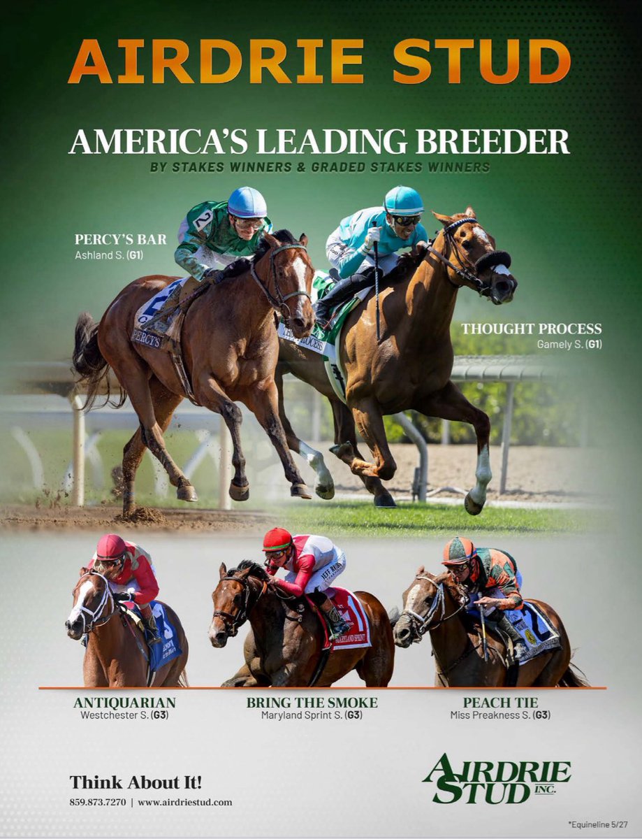 theTDN's tweet photo. ✨ @AirdrieStud is America’s Leading Breeder by Stakes Winners &amp; Graded Stakes Winners - Think About It! ⤵️ https://t.co/tTJV3wGOuO