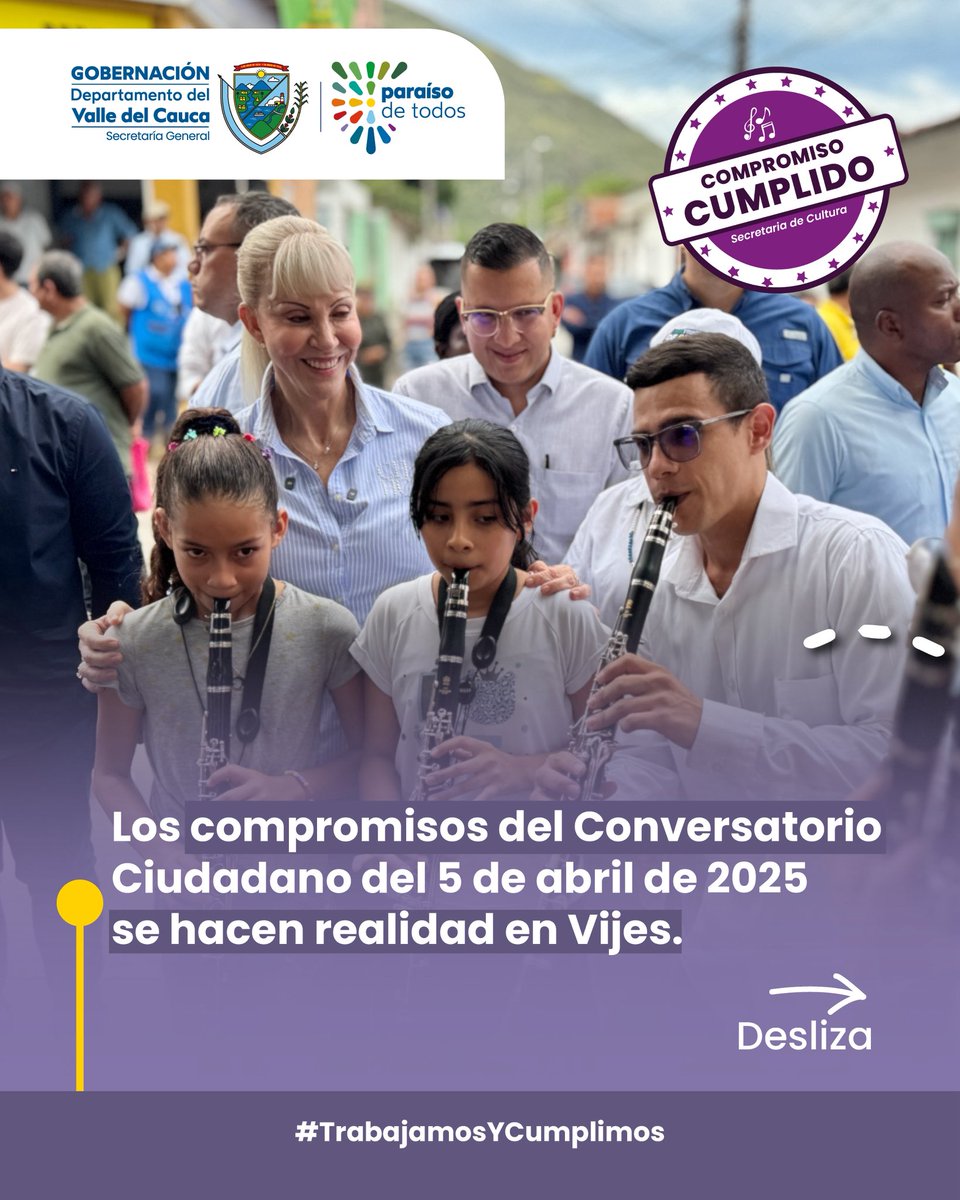 secgeneralvalle's tweet photo. 🪈 Fortalecemos los procesos culturales y musicales de niños y jóvenes, que encuentran en la música una oportunidad para soñar, crecer y transformar sus vidas. 🎼

Así lo vivimos en Vijes, desliza y entérate. ▶️▶️ https://t.co/fogWKbnWWX
