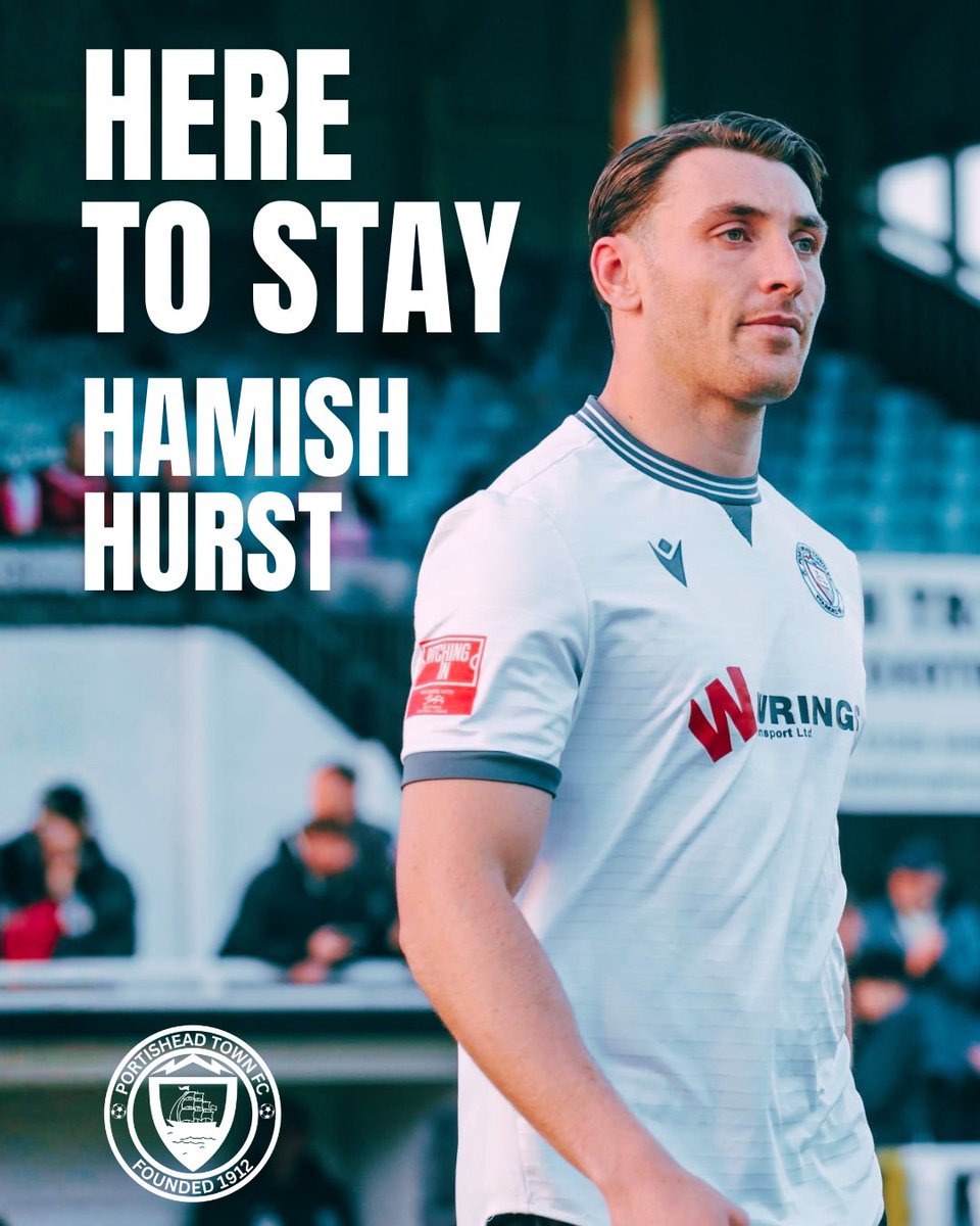 PortisheadTown's tweet photo. 𝗛𝗨𝗥𝗦𝗧 𝗜𝗦 𝗛𝗘𝗥𝗘 𝗧𝗢 𝗦𝗧𝗔𝗬!

Portishead Town F.C. are delighted to announce that 𝗛𝗮𝗺𝗶𝘀𝗵 𝗛𝘂𝗿𝘀𝘁 has committed to the club for the 2026/27 season!

A key part of the double-winning side of 2024/25, the centre-back made 39 appearances as the Posset finished runners-up in the Southern League last season. Hamish has made over 200 appearances in all competitions for the club.

"H" was a huge figure in a defence that kept 21 clean sheets last season, while his ability to step out from the back and pick a pass forward has become a trademark of his game.

Despite receiving lucrative offers from elsewhere, that we were unable to match, his passion for posset was too much. We're delighted to have you with us again, Hamish!

#uptheposset 🤍🖤

@swsportsnews