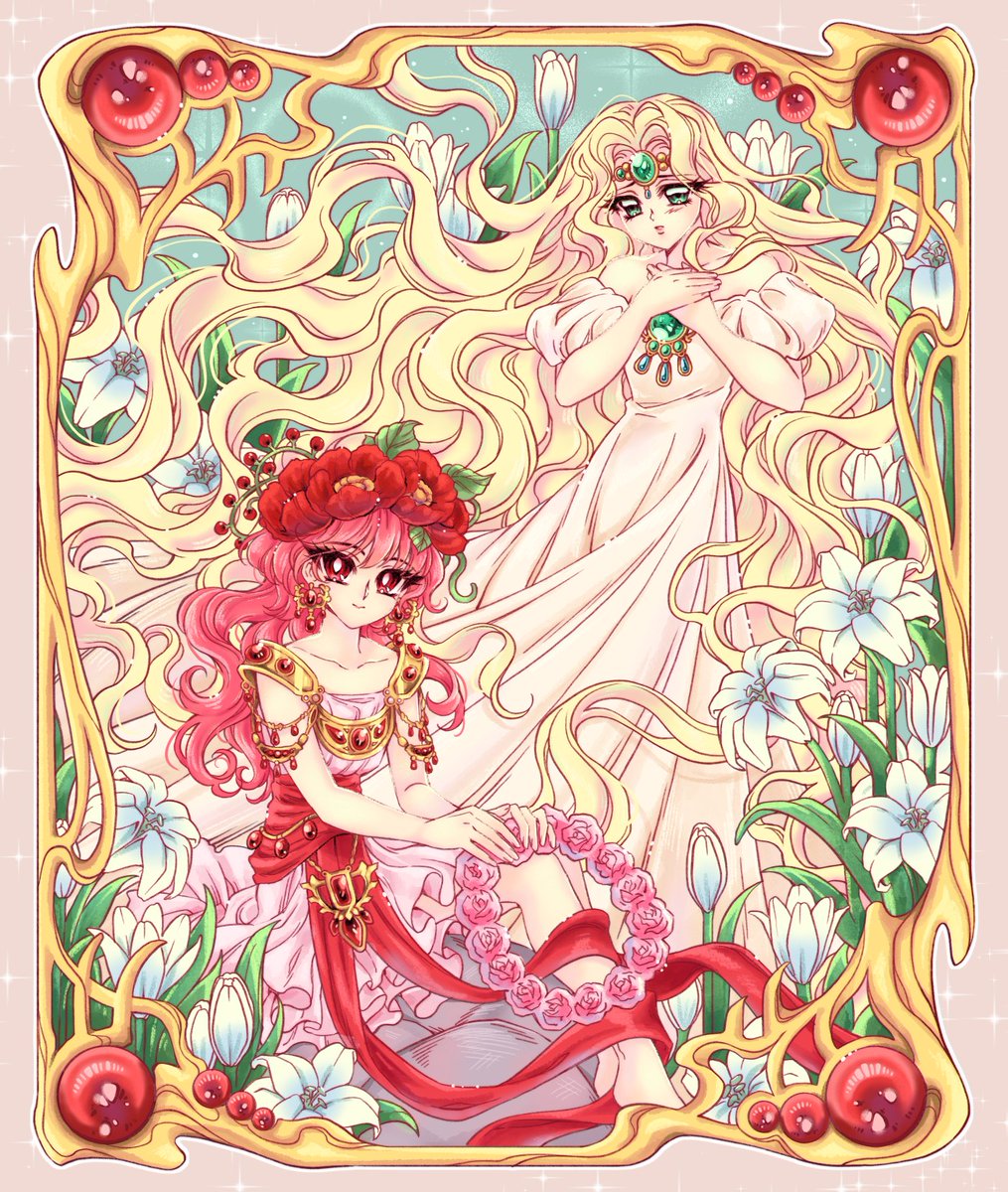 Gloomy_Chuu's tweet photo. Magic Knight Rayearth fanart based on Madonna of the Lilies by A.Mucha ❤️ https://t.co/HUWnd1pk9T