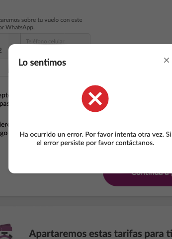 lud_cs's tweet photo. @viajaVolaris desde el cambio a altitude, no puedo comprar ningún vuelo, ni con dinero ni con puntos. 

Siempre me sale asi. En el WhatsApp.. solo me dijeron que hay intermitencias y ya. Ya no puedo comprar vuelos con ustedes? como arreglo mi cuenta? https://t.co/VqZSJDTzYQ