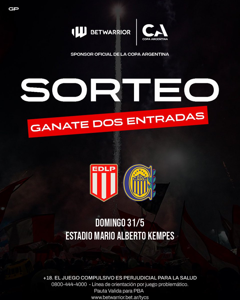 GloriaPincha7's tweet photo. 🇦🇹🦁 SORTEO DE DOS PLATEAS JUNTO A BETWARRIOR
👉🏻 Pasos a seguir para participar:
- Seguir a ambas cuentas: @gloriapincha y @betwarrior_arg.
- Comentar etiquetando con quien irías a la cancha.
- Repostear la publicación.
#edelp #edlp #copaargentina #sorteo #rosariocentral https://t.co/4HiJOQ9iLf