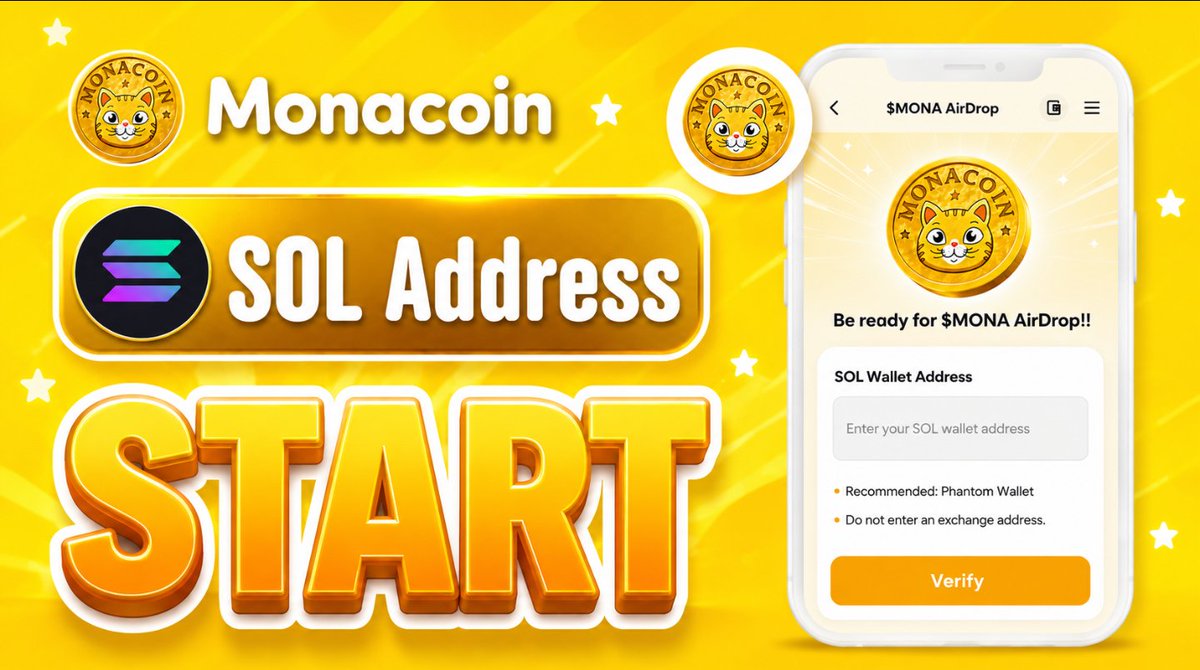 Monasolanatoken's tweet photo. $MONA Airdrop Still live 

Drop your Solana $SOL address below, Follow @Monasolanatoken & RT

Every eligible wallet receives $MONA 🪂
Check your allocation → https://t.co/7atDzAT4F3 

$MONA Presale LIVE 👉 https://t.co/KOHnwD29tC

Prefer direct entry? Send $SOL to:
F48NUFEWXYz7MUfb2jREjdctsBLxxkFidz6GXdb7jemX

0.25 SOL = 700,000 $MONA
1 SOL = 2,800,000 $MONA
5 SOL = 14,000,000 $MONA
10 SOL = 28,000,000 $MONA