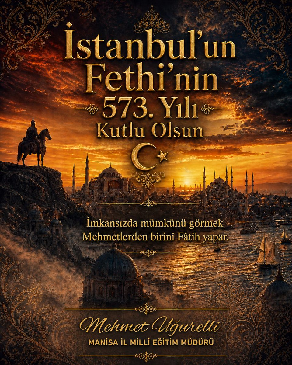 il_mem_45's tweet photo. Kutlu fethin yıl dönümünde, başta Fatih Sultan Mehmet Han olmak üzere, bu eşsiz zaferi bizlere armağan eden tüm şehitlerimizi rahmet, minnet ve şükranla anıyoruz. Ruhları şad, mekânları cennet olsun. https://t.co/CxqxBOfBdH