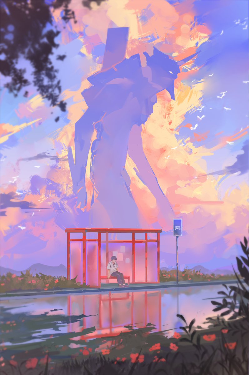 heizzer34's tweet photo. the bus won't arrive #nge #evangelion https://t.co/rEAj3n27Wu