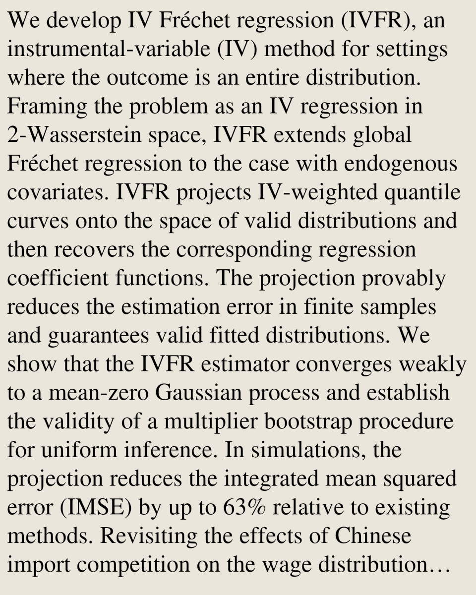 eBlogs's tweet photo. IV regression with distribution-valued outcomes

David Van Dijcke, Kaspar Wüthrich
https://t.co/xUOJxeZuol [𝚎𝚌𝚘𝚗.𝙴𝙼 𝚖𝚊𝚝𝚑.𝚂𝚃 𝚜𝚝𝚊𝚝.𝙼𝙴] https://t.co/tYBneml9ko