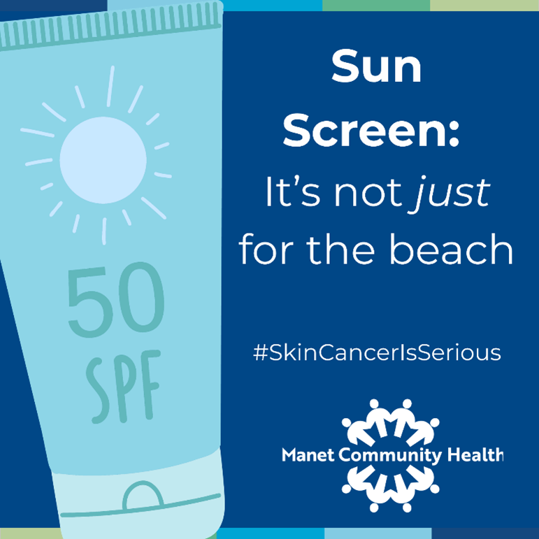 ManetCommunity's tweet photo. Don’t forget to wear sunscreen every day, especially as the weather gets warmer. Even when it’s cloudy, up to 80% of the sun’s UV rays can still reach your skin. Adding sunscreen to your daily routine can help prevent skin cancer, the most common cancer in America. https://t.co/NhZeDTYgPb