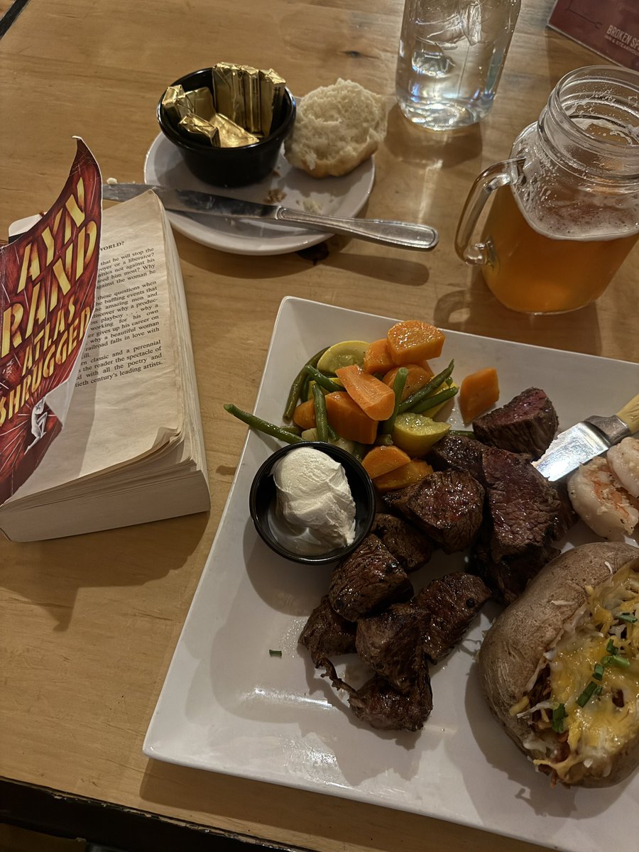 laurenlself's tweet photo. I posted this while enjoying dinner by myself at a steakhouse in the Utah mountains. Just after posting, to my surprise, I heard a British accent. It was a man about my age who was also dining alone. Made friends with him. Told him I’d buy him a beer if he could name the first U.S. president. He couldn’t. He’d never heard of George Washington before. We got our bills. He tipped 10%, I tipped 30%. The waitress, Julie, called us both baby on the way out. She winked at me, I must assume for making up the difference. Took him for a ride in my Tesla so he could experience full self driving. It broke his brain. “THAS A BIT MAD INNIT?” The European mind truly cannot comprehend. God bless America.
