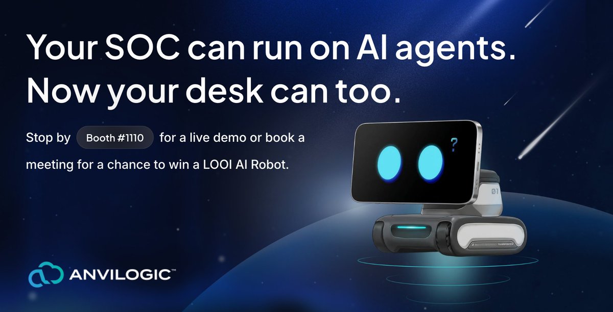AnvilogicSecOps's tweet photo. Three days to Gartner.

The Anvilogic Quest is live at booth #1110. Grand prize: LOOI AI Robot.

Your SOC runs on AI agents. Your desk can too. Book time → https://t.co/jUlEwReRrx

#GartnerSEC #SOC #SecurityOperations https://t.co/2RsJbAskk8