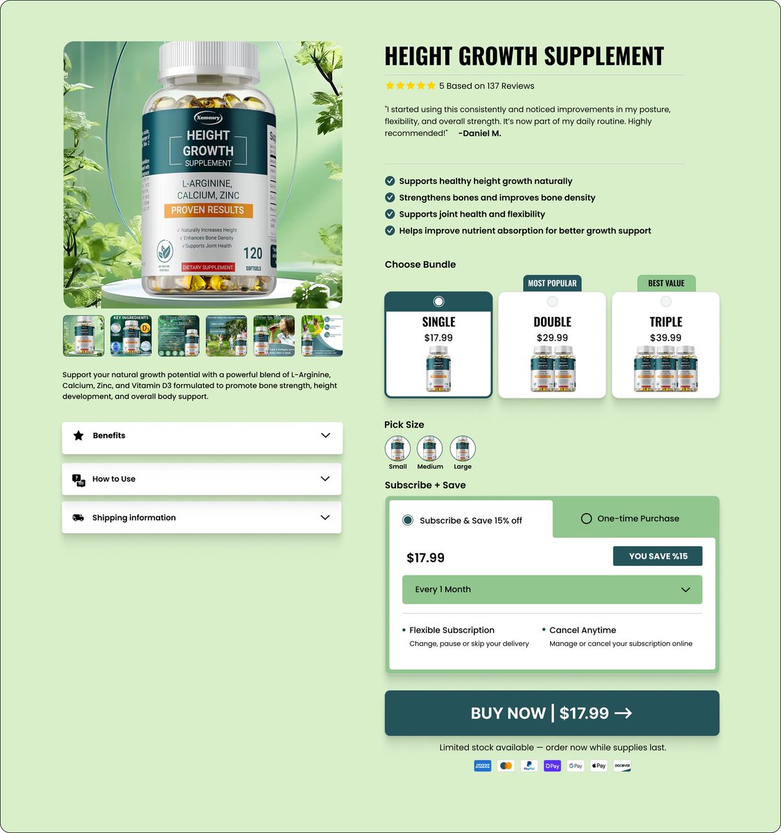 lukastechy's tweet photo. Designed this buy box concept for a supplement landing page with one goal: 
Make buying feel simple. 
Clean hierarchy, clearer bundle selection, visible savings, and trust elements placed where they actually matter. https://t.co/r0dcwK6Dff