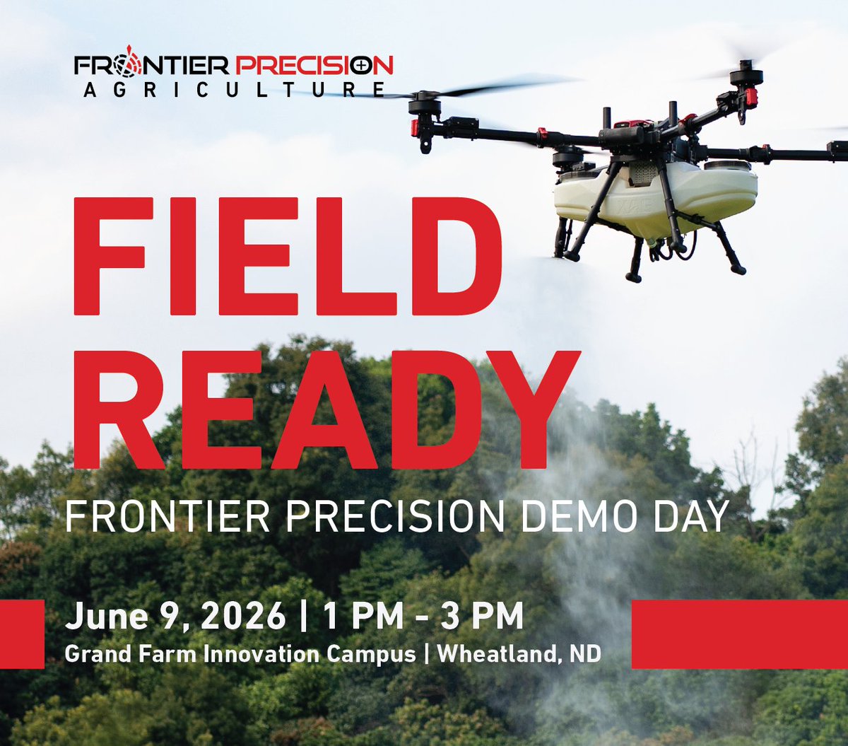 frontierprec's tweet photo. Join Frontier Precision to experience spray drone technology in action and see the impact of precision ag solutions in your region. 

Register Here: https://t.co/YbCzAoBdXd

#frontierprecision #agriculture #agdrones #xag https://t.co/mbEaJmj87Z