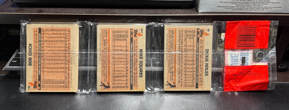 MikeKnox3010's tweet photo. Boggs PC Card of the day 5/28/26 @ChickenMan3010 1983 Topps RC sealed rack-pack https://t.co/QZ5JG1kJoD