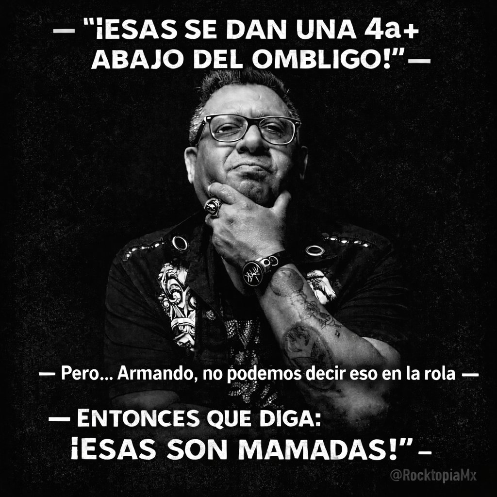 RocktopiaMx's tweet photo. Y eso no va con nosotros... #Rocktopia #ArmandoPalomas #UnaCuartaMasAbajoDelOmbligo 🤣 https://t.co/WJ9Bw71aag