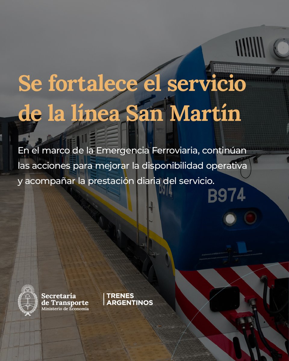 TrenesArg's tweet photo. SE FORTALECE EL SERVICIO DE LA LÍNEA SAN MARTÍN

Más información: https://t.co/ujwD5ah8Ui https://t.co/xHk3a3dll5